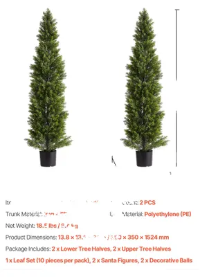 Immagine prodotto di Albero di cedro artificiale, con foglie realistiche, struttura resistente e altezza di 60 pollici