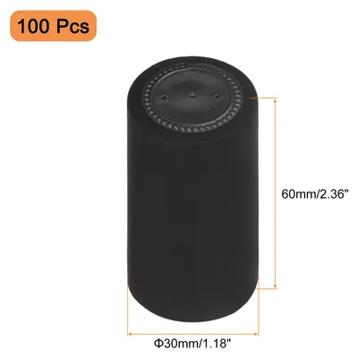Produktbild von 100 Stš¹ck PVC-W?rmeschrumpfkapseln fš¹r Weinflaschen, Schrumpfkappe, Schrumpfverschluss fš¹r Weinkeller und Kš¹che zu Hause, Schwarz/Schwarz 30x60mm