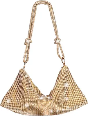 Produktbild von Topchances Frauen Abend Clutch Bag, Glitzernde Strass-Schulter-Glitter-Tasche Hochzeit Abendessen Handtaschen Für Hochzeit Party (Gold)