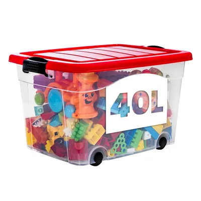 Produktbild von KONZEPT Aufbewahrungsbox 40L mit Deckel & hochwertigen Rollen – BPA-frei, stapelbar, stabile Verschlüsse, Transparent – für Haushalt & Büro