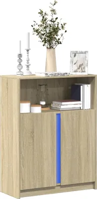 Produktbild von vidaXL LED-Sideboard Sonoma-Eiche 77x34x100 cm Holzwerkstoff
