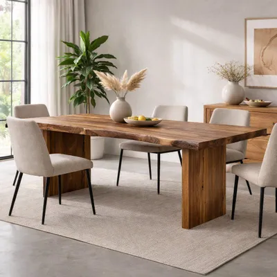 Produktbild von Esstisch 180 cm Massivholz Akazie Baumkante Natur 5cm Platte
