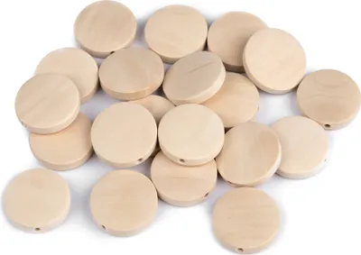 Produktbild von Holzperlen  flach 20mm natur rund  basteln Holz