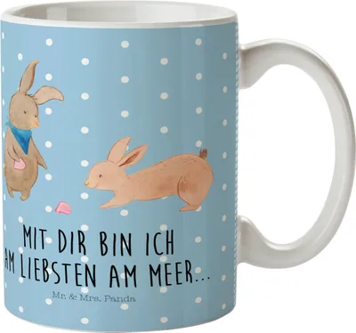 Produktbild von Mr. & Mrs. Panda Pott Hasen Muschel - Blau Pastell - Geschenk, Plastikbecher, Oma, Freundinnen, Trinklernbecher, Meer, Mehrwegbecher, Kinderbecher, BFF, Strand