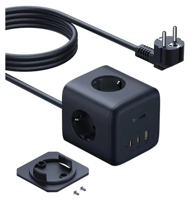 Produktbild von Listwa Zasilająca Baseus Enerfill Fa11 67W Kostka Usb-A + Usb-C + 3 X Gniazdo Eu 1,5M - Czarna