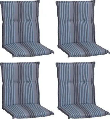 Four chair cushions with a striped pattern.