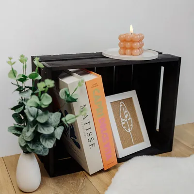 Immagine prodotto di Creative Deco Cassetta Nera in Legno | 40 x 30 x 15 cm | Cassetta di Legno in Stile Vintage, Shabby | Ideale Scatola Porta Oggetti, Portafrutta