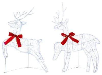 Image de vidaXL, 2 rennes de Noël, 40 LED, lumière blanche froide, 43 x 19 x 65 cm