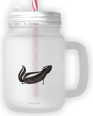 Produktbild von Mr. & Mrs. Panda Trinkgefäß Stinktier Yoga - Transparent - Geschenk, Glas, Mason Jar, Raubtier, Wildtier, Becher mit Strohhalm, Eiskaffee, Namaste, Liebe, Für Smoothies