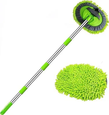 Produktbild von Famanu Autowasborste 2 in 1 - 160 cm teleskopisch, Mikrofasermopp