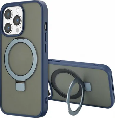 Image de Accezz Ring Stand Backcover avec MagSafe pour l'Apple iPhone 13 Pro - Bleu