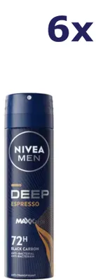 Produktbild von 6x Nivea Deospray Men – Deep Black Carbon Espresso 150 ml