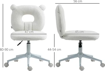 Produktbild von HOMCOM Bürostuhl Höhenverstellbarer Schreibtischstuhl Teddy-Vlies Drehstuhl Weiß