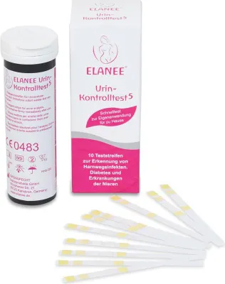 Produktbild von ELANEE Urin-Kontrolltest 5, Teststreifen zur Erkennung von Harnwegsinfekten, 10 Stück