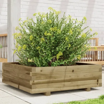 Produktbild von Design Pflanzkübel 80x80x26,5 cm Kiefernholz Imprägniert, Gabionen 2024 Neu
