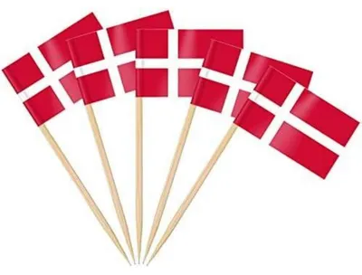 Produktbild von Zahnstocher Flaggen Dänemark 200 Stück Papier Holz 3,5 x 2,5 cm