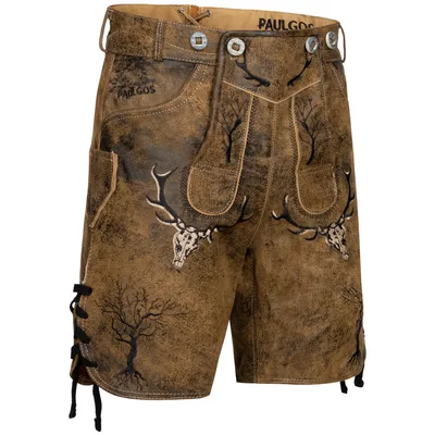 Produktbild von PAULGOS Herren Trachten Lederhose Kurz - HK6 ANTIK - Echtes Leder - in 2 Farben erhältlich - Größe 44 - 60