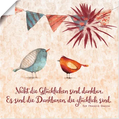 Produktbild von ARTland Poster Lebensweisheit Glücklich Größe: 40x40 cm