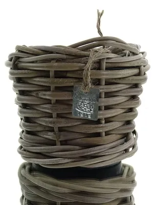 Produktbild von VAN DER LEEDEN DRYPOT® Rattan Pflanzgefäß Grau ca. Ø 17 cm - Sylter Körbe