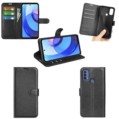 Image de Étui de protection en similicuir noir pour Motorola Moto E20