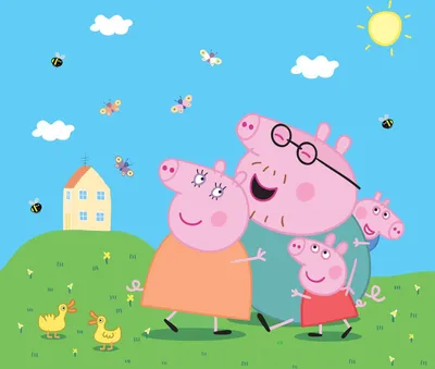 Produktbild von Sanders & Sanders Fototapete Peppa Wutz Grün, Blau und Rosa - 601191 - 3 x 2,7 m