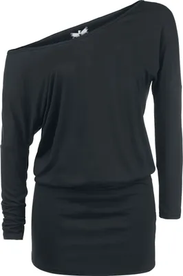 Produktbild von Black Premium by EMP Damen schwarzes kurzes Langarm-Kleid mit freier Schulter L