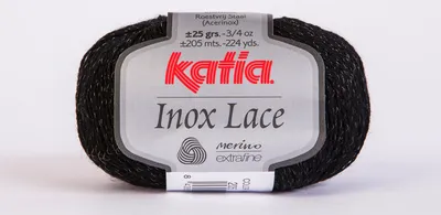 Produktbild von INOX LACE von Katia, feines Merino Lacegarn in schwarz (205), ca. ca. 205m/25g
