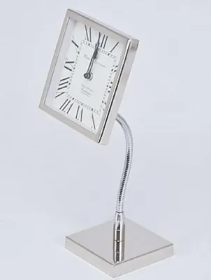 Immagine prodotto di Casa Padrino orologio da tavolo in ottone argento 16 x 12 x h. 41 cm - Accessori Deco