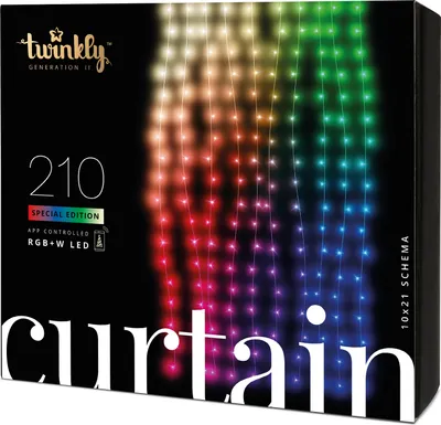 Produktbild von Twinkly Curtain, Wi-Fi/Bluetooth, Schwarz, LED, Warmweiß, 30000 h, klar