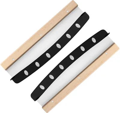 Image de set de 2 couteaux à pizza avec protection de la lame | Pizza Cutter en acier inoxydable | couteau à pizza tranchant | diviseur de pizza polyvalent | lame tranchante en acier inoxydable 35 cm et manche robuste