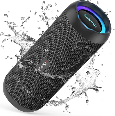 Produktbild von RIENOK Bluetooth Lautsprecher 40W mit Licht, Bluetooth 5.3, Musikbox mit Bass, Kabellos Box, IPX7 wasserdicht, Stereo Sound, Tragbar, schwarz