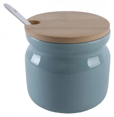Produktbild von Keramische Zuckerdose mit Deckel und Löffel - Hellgrün 300ml