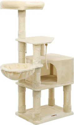 Obrázek produktu pro Škrabadlo Rootz 138 cm – Škrabadlo ve tvaru stromu – Kočičí věž – Béžová – 55 cm x 40 cm x 138 cm
