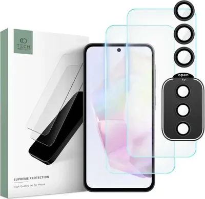 Zdjęcie produktu dla 2x Szko hartowane na ekran + szko na obiektyw do Samsung Galaxy A35 5G zestaw szkie ochronnych Clear Set