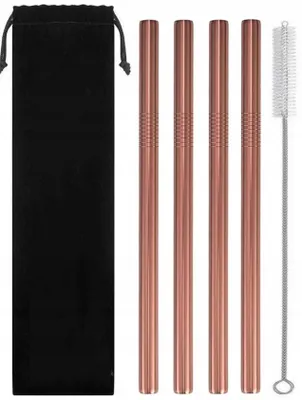 Produktbild von XXL Dicke Metall-Trinkhalme für Bubble Tea Roségold