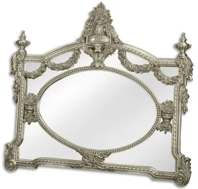 Immagine prodotto di Casa Padrino Specchio barocco argento 131 x H. 116,5 cm - Specchio per armadio - Specchio per soggiorno - Magnifico specchio da parete in stile barocco