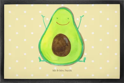 Produktbild von Mr. & Mrs. Panda Schmutzmatte Avocado Glücklich 50 x 75 cm - Gelb Pastell - Geschenk, fußmatte, Schmutzfangmatte, Frucht, Türvorleger, abstreifer, Freude, Chaos