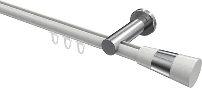 Produktbild von Interdeco Innenlaufstange / Gardinenstange mit Innenlauf Weiß / Chrom, Typ Platon Tanara (Konus Bicolor), 20 mm Ø 1-läufig, 480 cm
