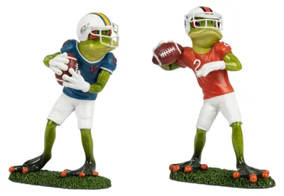 Produktbild von 2er Set Dekofiguren Frösche Footballspieler blau + rot 17cm Formano Froschhausen