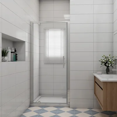 Produktbild von 100x185cm Duschkabine Duschabtrennung 5mm ESG Drehtür Dusche Duschwand Duschtasse
