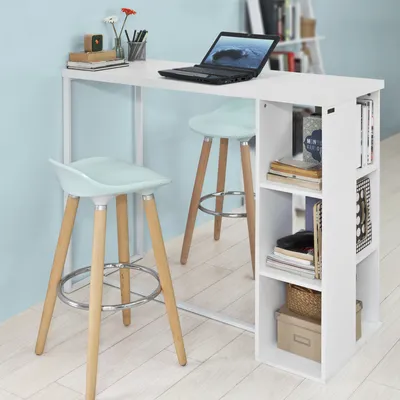 Obrázok produktu pre SoBuy® Barový stôl, bočný stôl, barový stôl, kuchynský pult, biely, FWT39-W