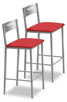 Image de ASTIMESA : Deux tabourets pour la cuisine, 60 cm, similicuir, rouge (TAB60RO)