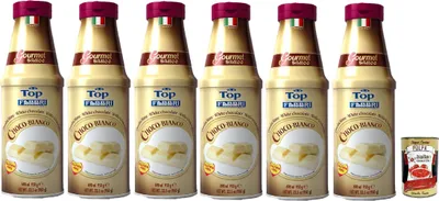 Produktbild von Fabbri Topping sauce Cioccolato Bianco, Weiße Schokolade für Eis, Desserts und Kaffee 6x 950g Gluten-frei gebrauchsfertige Sauce + Italian Gourmet polpa 400g