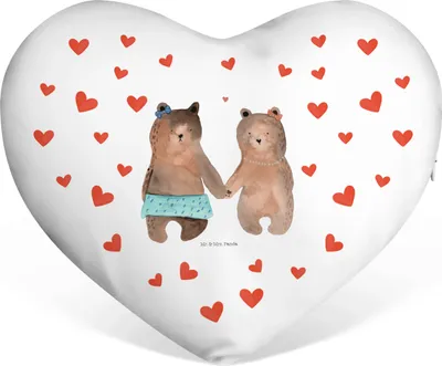 Produktbild von Mr. & Mrs. Panda Dekokissen Bär Freundin - Weiß - Geschenk, dekoartikel, Kissen Herz, Herzkissen, Beste Freund Liebe Liebesbeweis Verliebt Kumpel Kumpeliene, Sofakissen