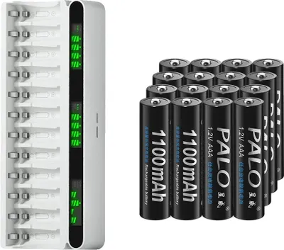 Immagine prodotto di Batteria ricaricabile AAA, capacità 1100 mAh, ecologica, 16 batterie + 1 caricabatterie