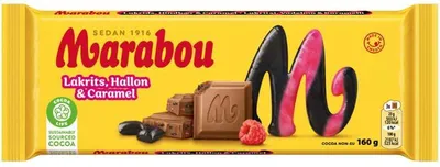 Produktbild von Marabou Lakrits, Hallon & Caramel 160g