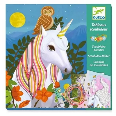 Image de Tableaux scoubidous licornes magic criniere - djeco - dj09413 - loisirs creatifs