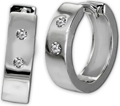 Image de SilberDream blanc boucles d'oreilles deux zirconium femmes 925 argent créoles SDO4360W