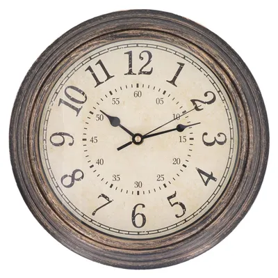 Wandklok 30 cm, Vintage, Bronze, Stille Quarzuhr, Retro Design