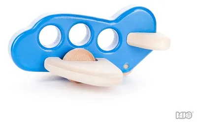 Imagen del producto de Avión de juguete azul de madera sostenible